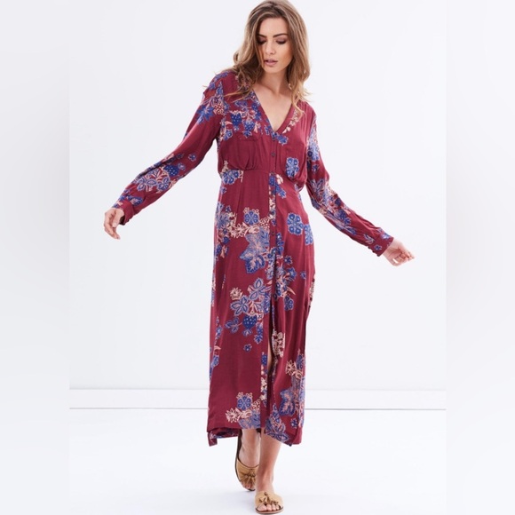 Free People Miranda Printed Midi Dress Size 4 - Picture 1 of 12